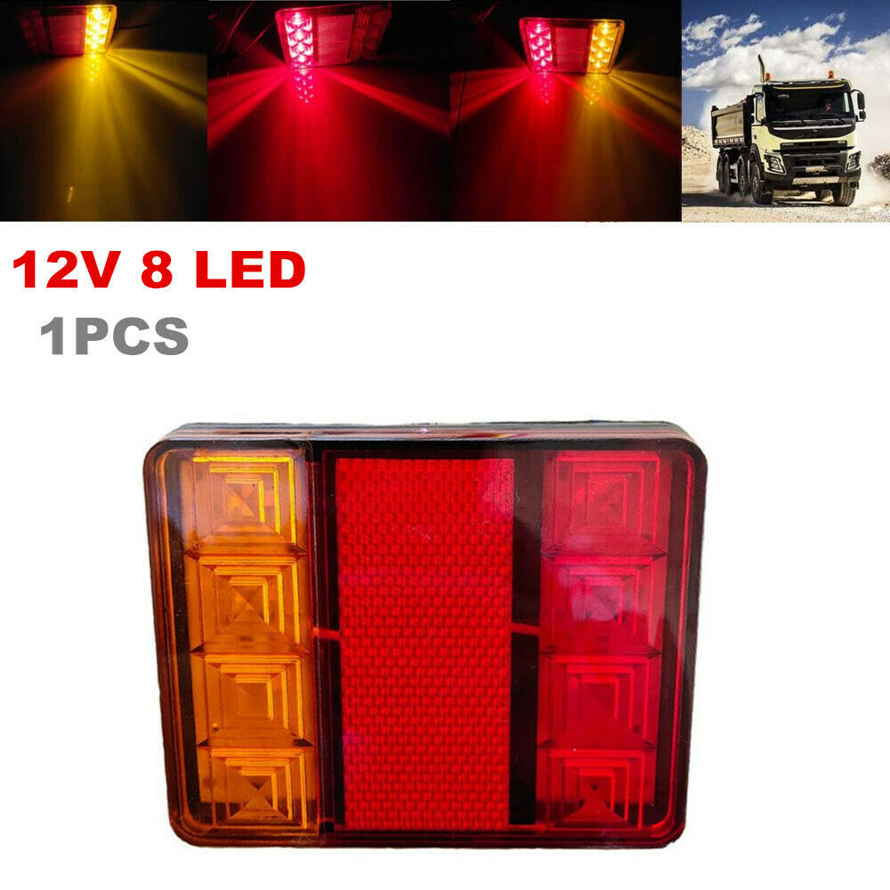 Trailer Engineering Vehicle Truck 12V 8LED Rear Tail Light Waterproof Red Yellow
