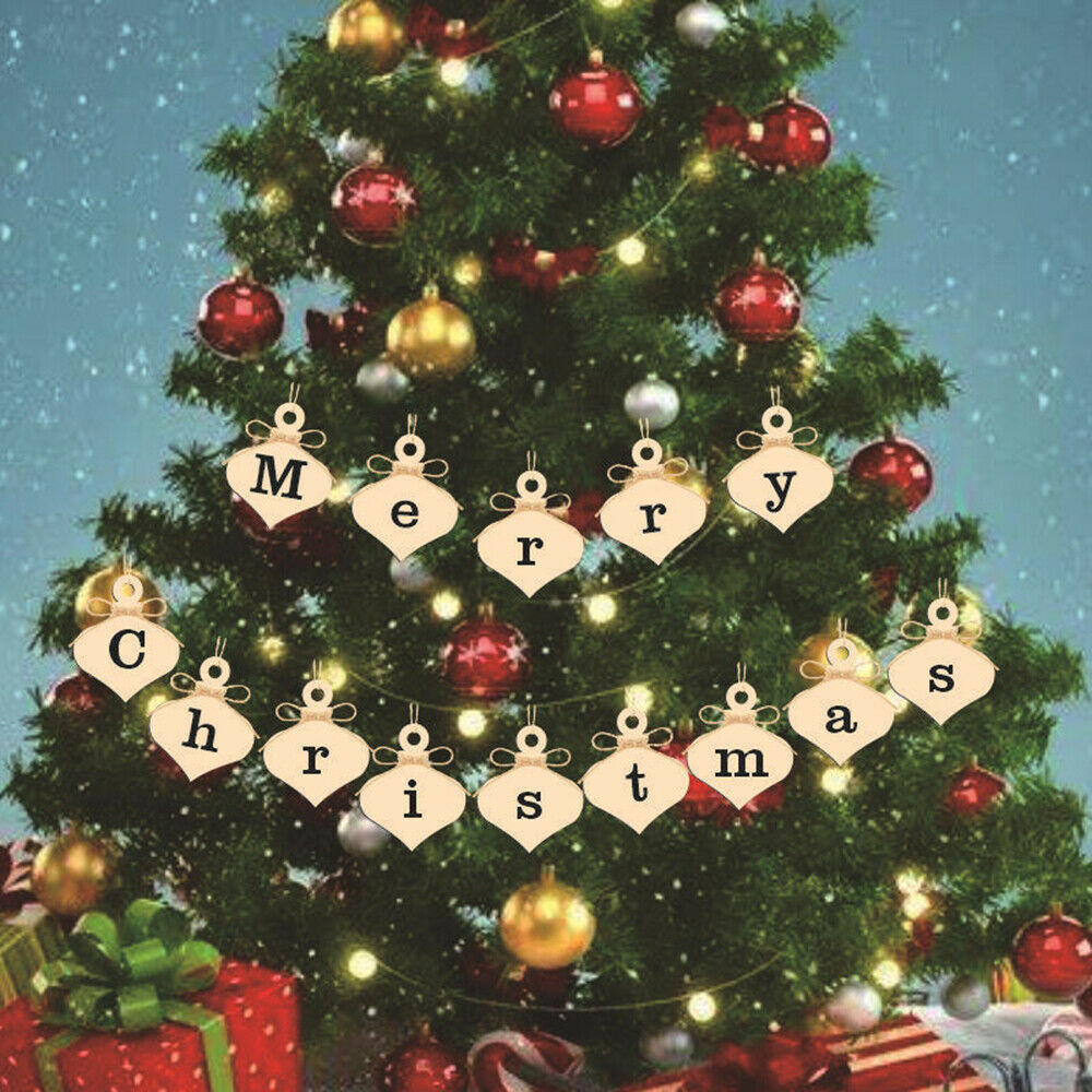 10X Wooden Christmas Tree Hanging Santa Pendant Xmas Ornament DIY Accessories