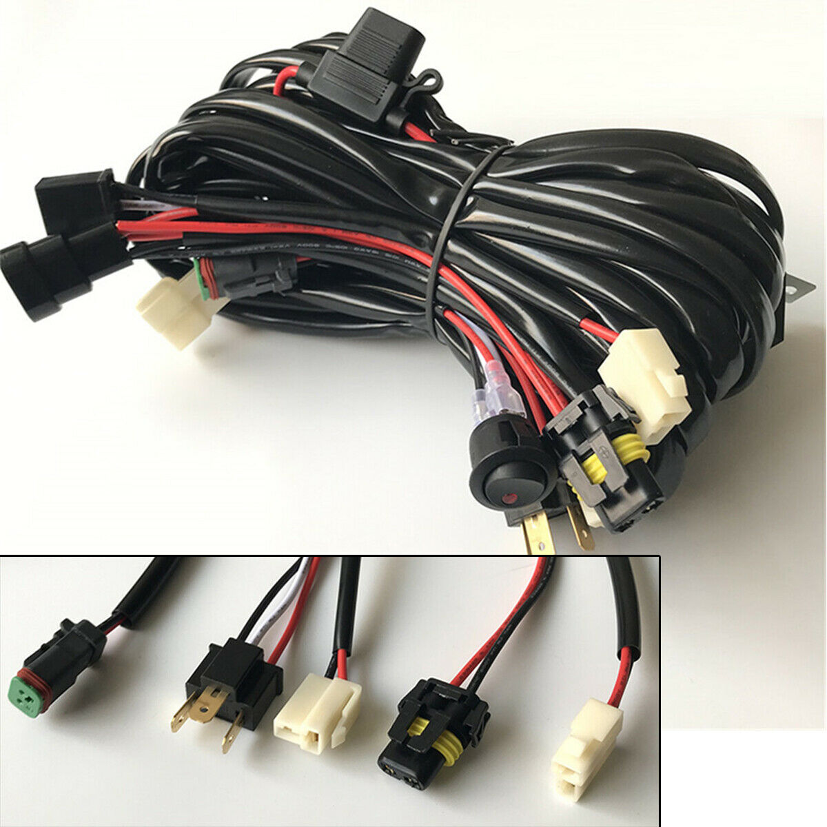 Wiring Harness Switch Kit For 9005 (HB3) H4 4x4 Offroad Truck Headlight Adapter