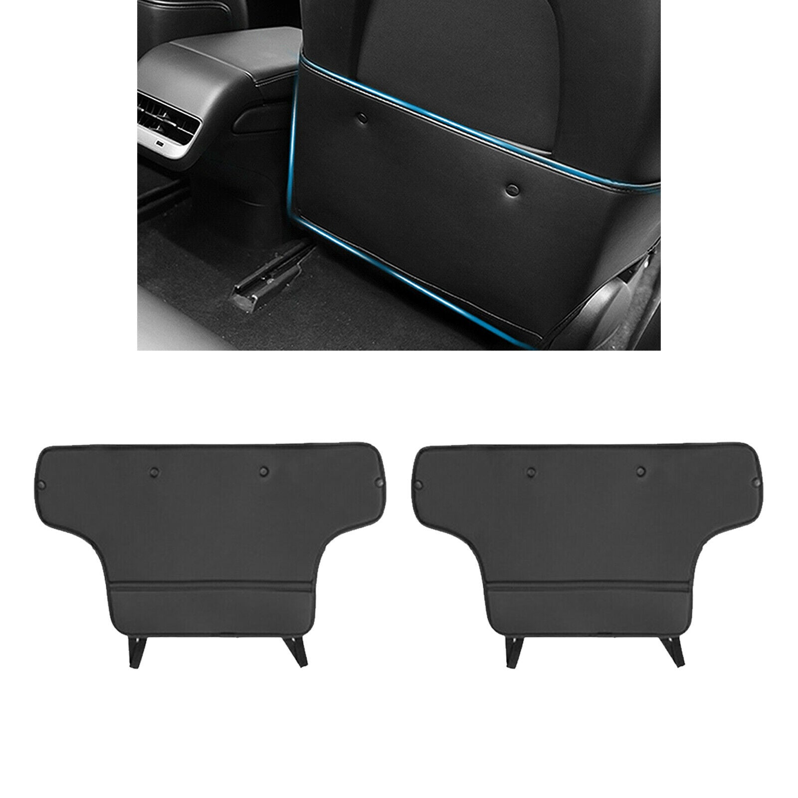 2x Car Leather Seat Back Kick Mat, Anti-Kick Back Seat Protector Pad, Protection