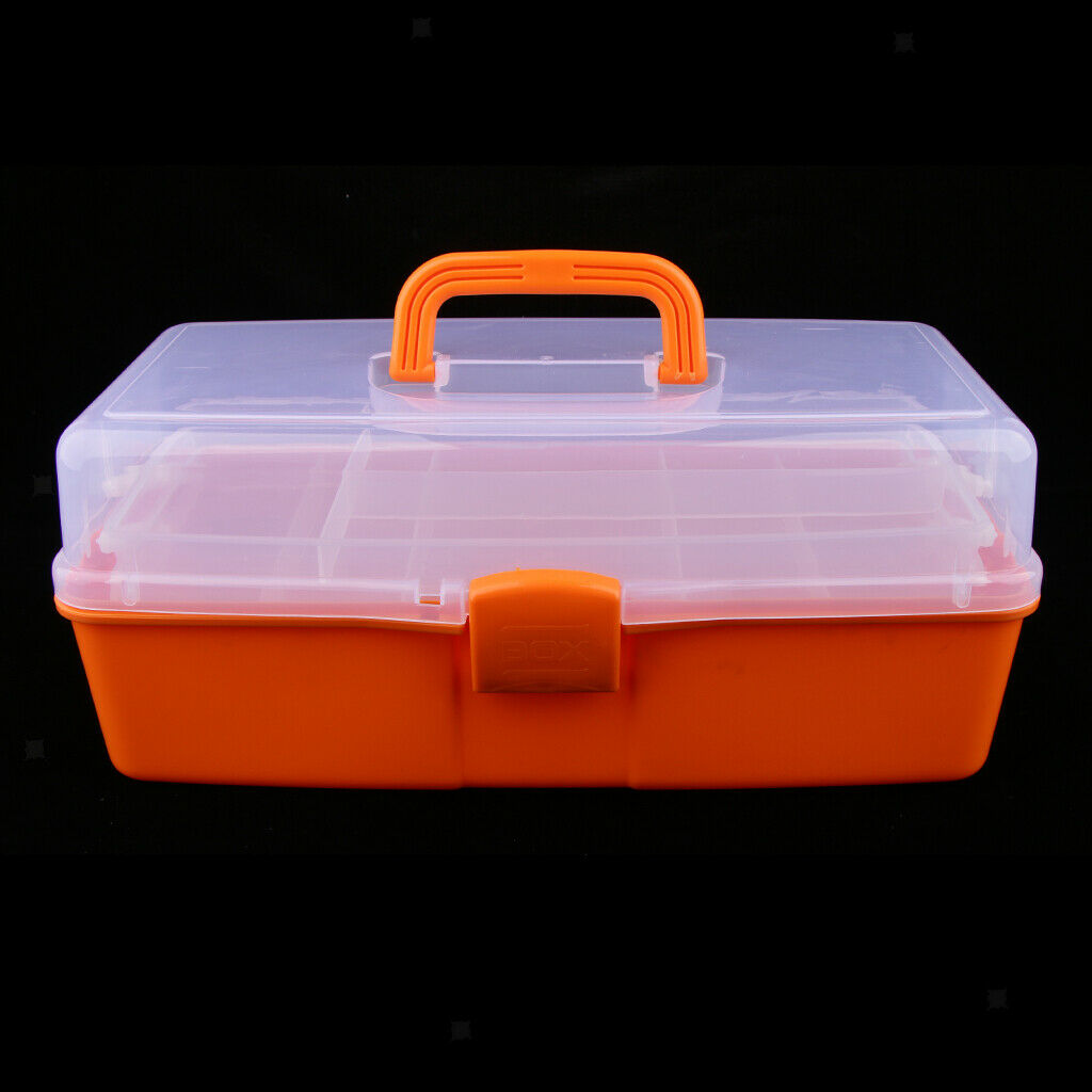 3 Tier Large Plastic Storage Box Case Nail Art Craft Makeup Organizer Orange