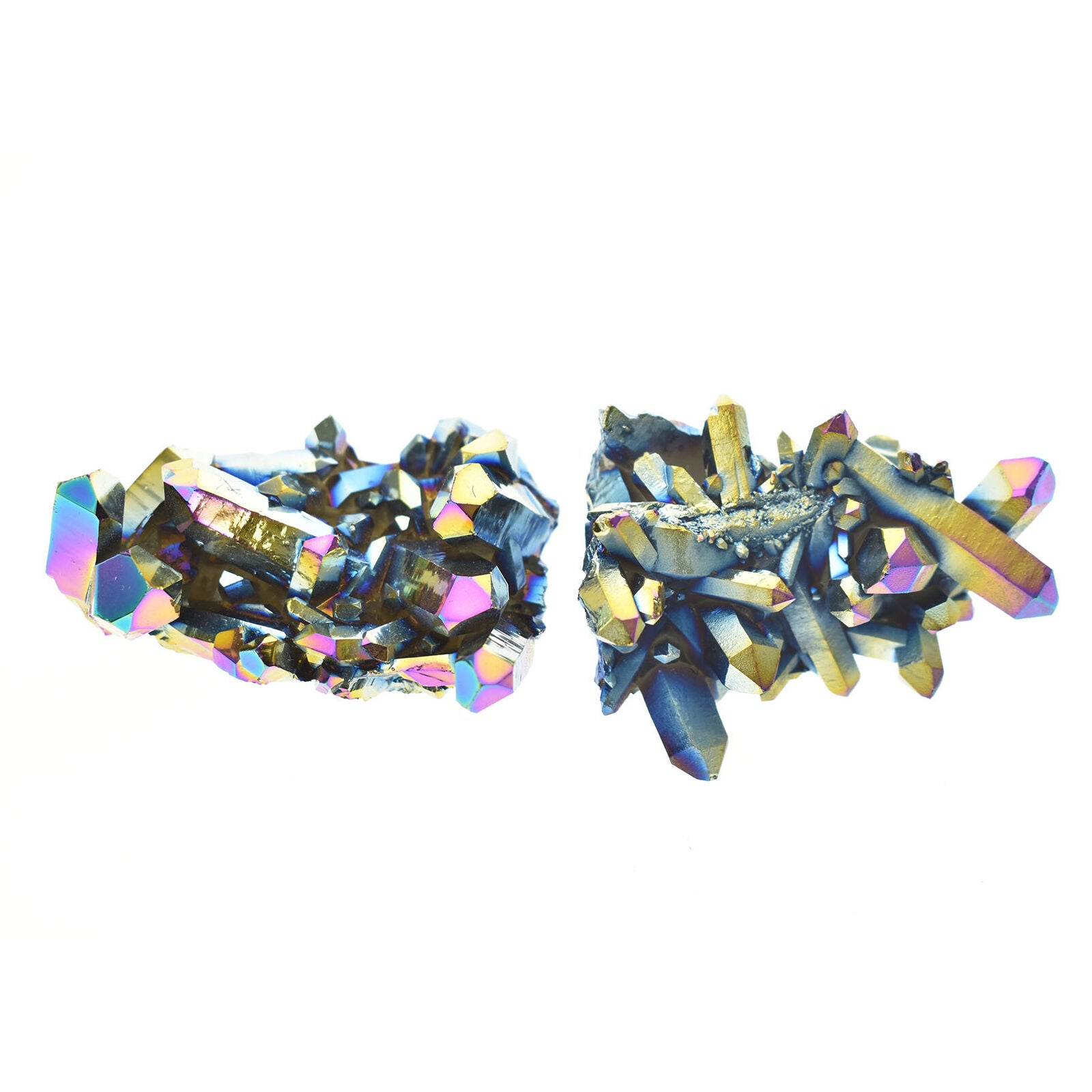 Natural Rainbow Aura Titanium Quartz Crystal Cluster Specimen Healing Stone
