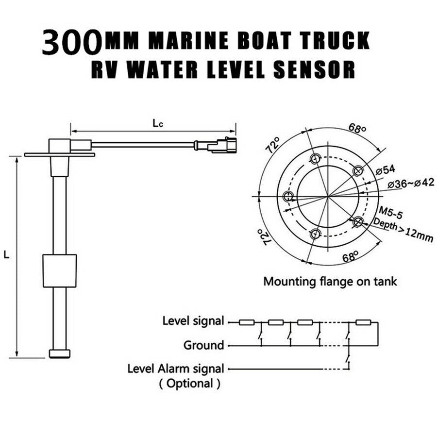 300mm Universal Boat Fuel Sending Unit Truck Water Level Gauge Sensor 0-190ohms