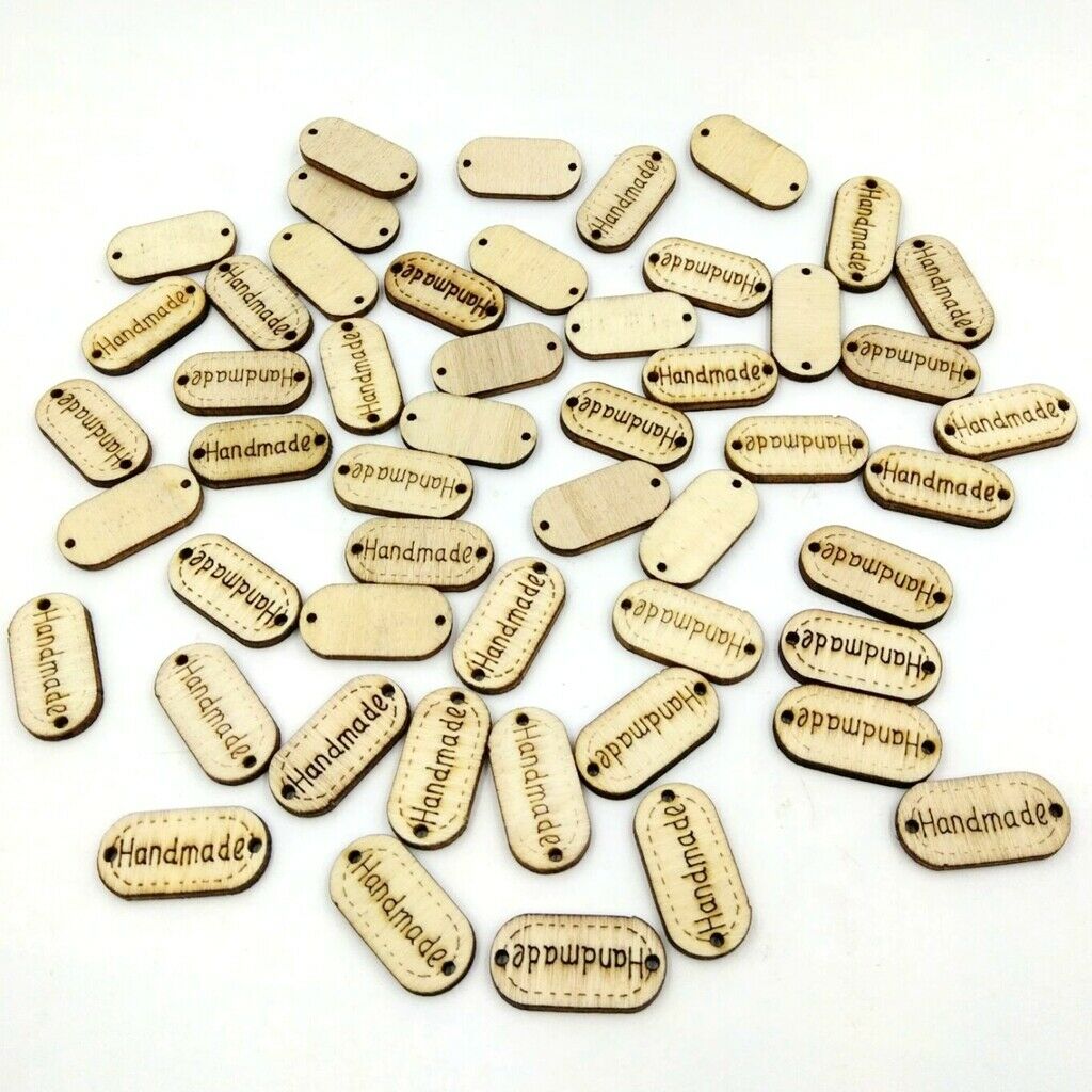 100 pieces shabby chic rectangle handmade wooden buttons 2 holes tags