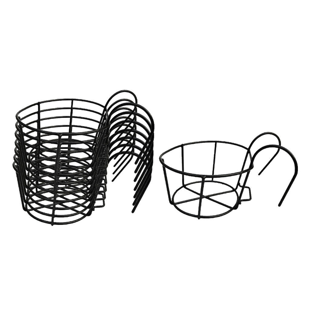 8pcs Metal Iron Hanging Planter Garden Balcony Flower Pot Basket Holder Decor