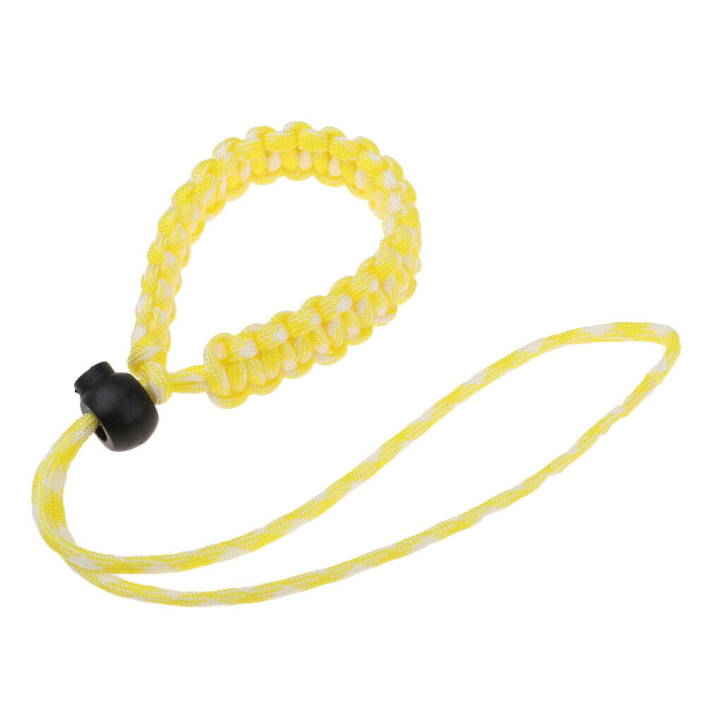 Adjustable Camera Wrist Strap Braided Paracord Hand Lanyard Yellow White