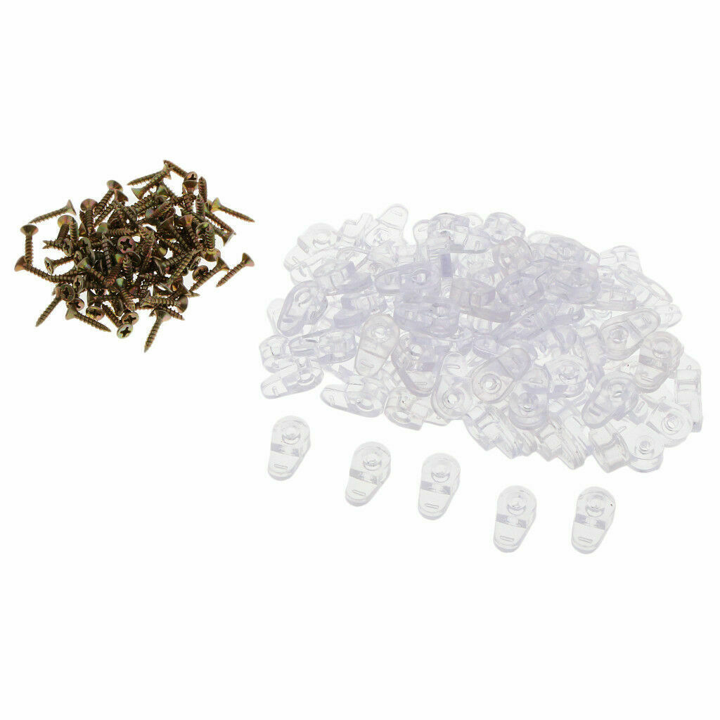100X Plastic Glass Clips Mirror Screen Retainers Cabinet Furniture Fix Clips MR5