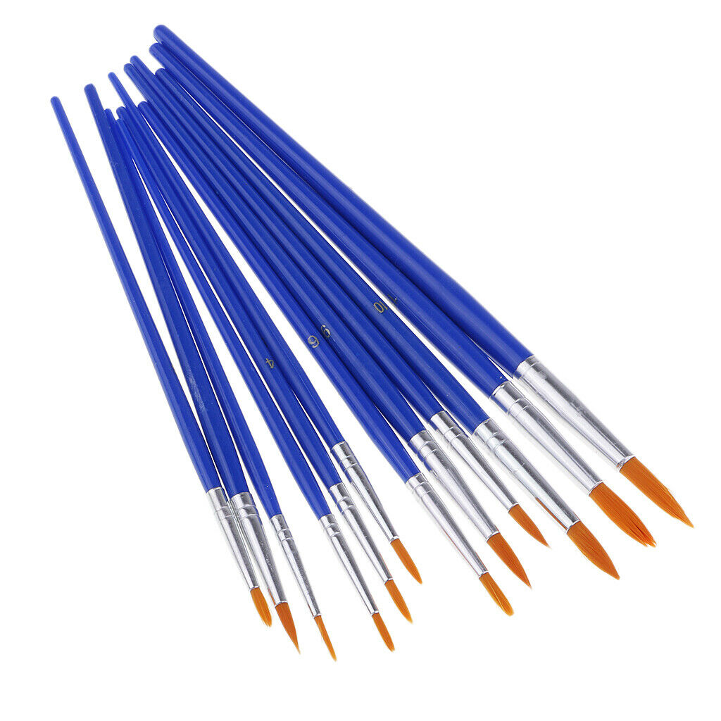 12x Round Tip Watercolor Acrylic Oil Painting Artist Brush