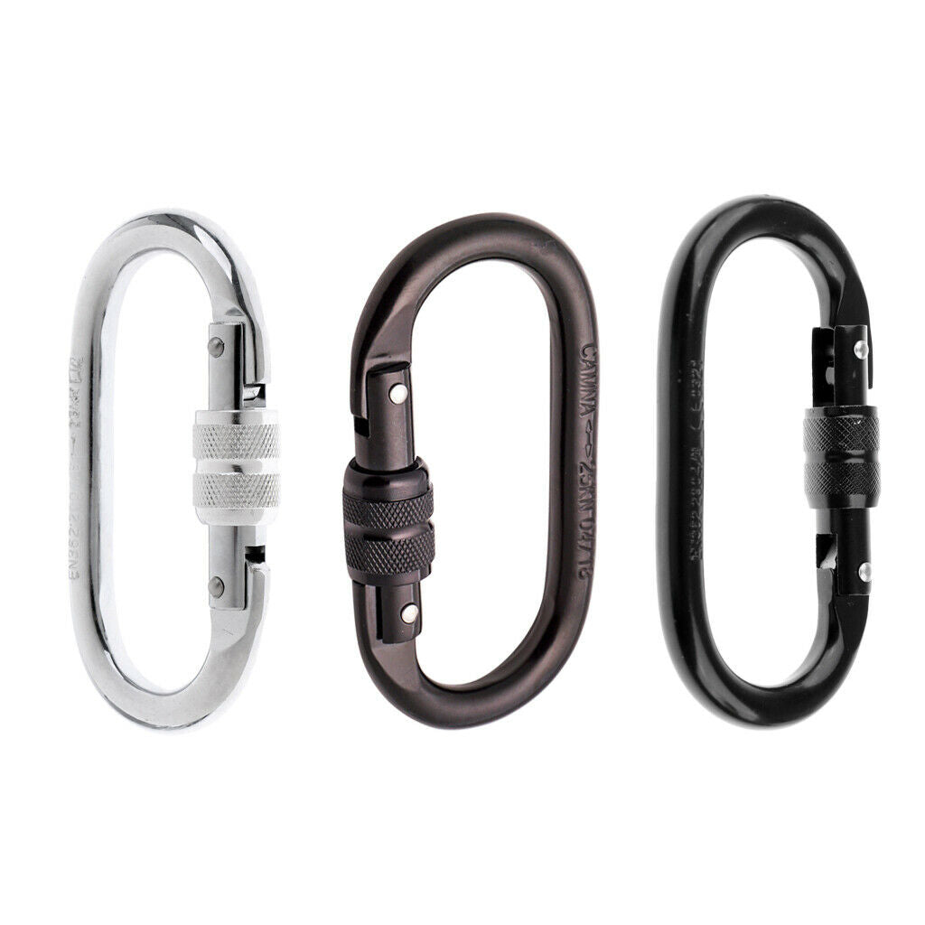 3pcs O-Shaped 25KN/5500lbs Screw Locking Carabiner for Outdoor Rock Climbing