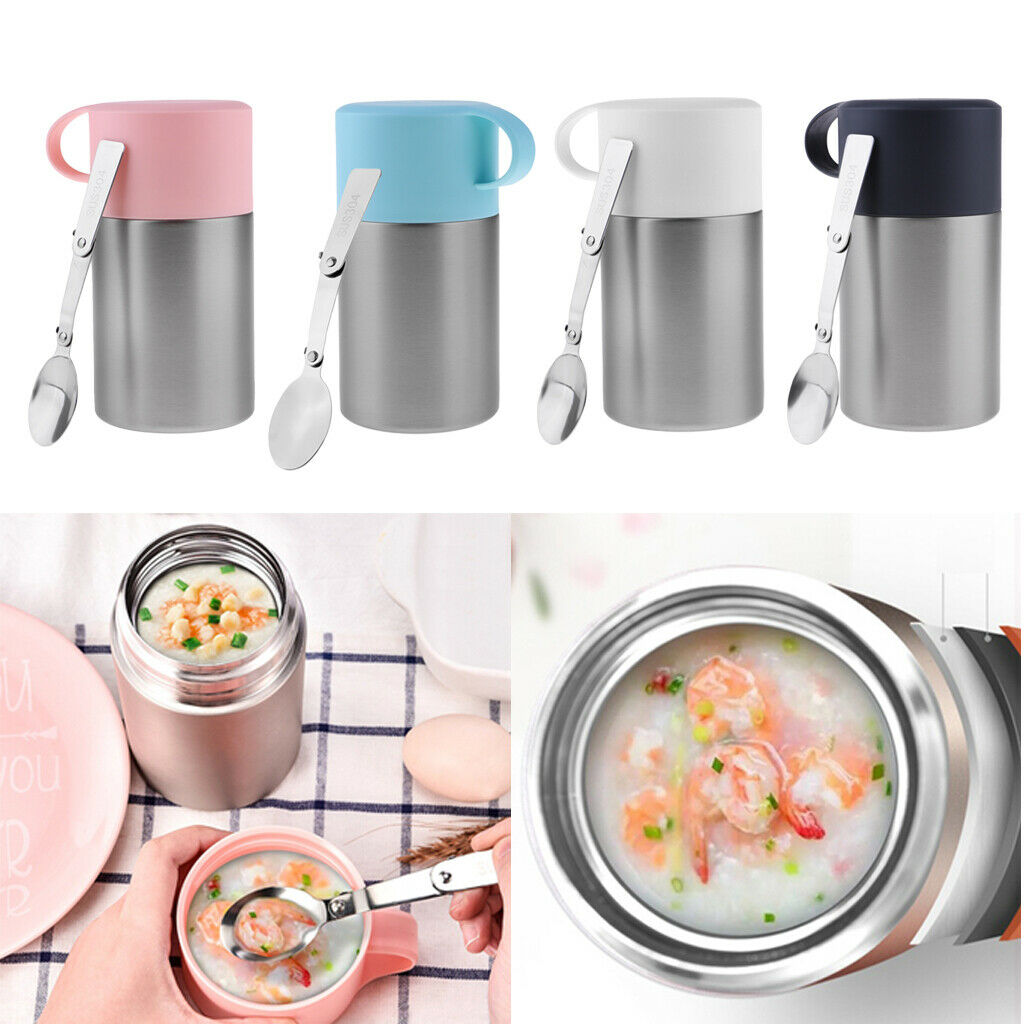 Stainless Steel Outdoor Sports Straight Vacuum Insulation Food Jar  Pink
