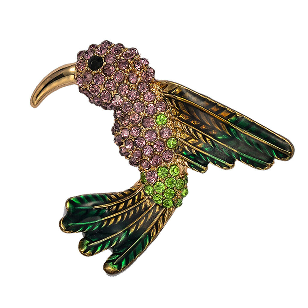 Korean Diamond Crystals Lovely Children Humming Bird Brooch Pin Ornaments