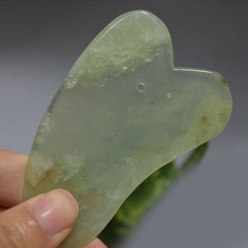 Face Facial Roller Massager + Gua Sha Board Set 100% Natural Jade Stone Crystal