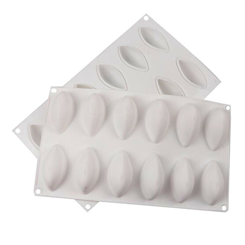 12 Cavity Silicone Cake Fondant Mold Form Quenelle Shaped Mould Mousse Cake T SJ