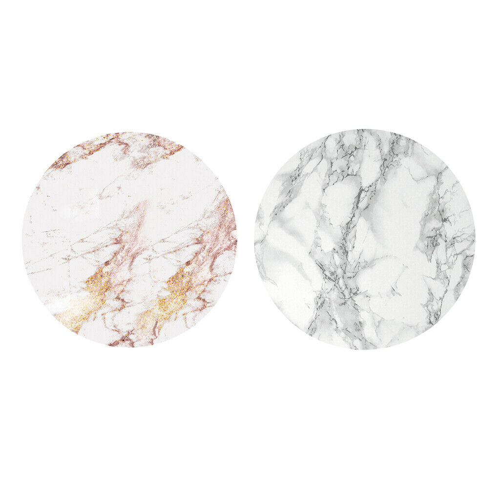 2  pcs Modern Marble Pattern Table Cloth Large Round Elastic Edge Fitted Vinyl