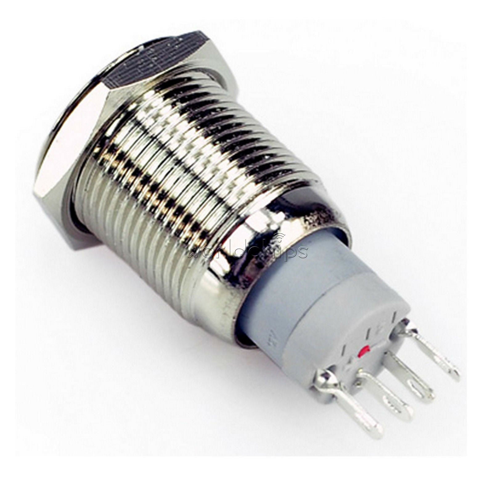 Orange Light 16mm 12V 5pin LED Metal Cars Boat DIY Push Button Latching Switch