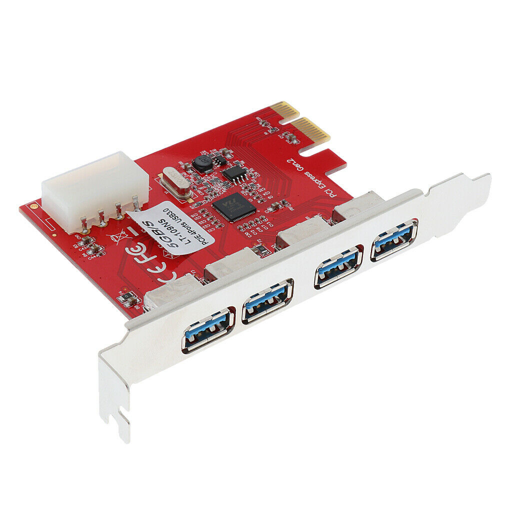 4 Ports USB 3.0 PCI-e Controller Expansion Card PCI Express Add-On Desktop