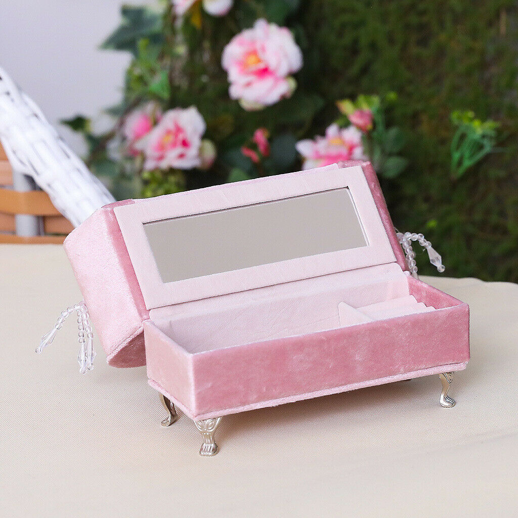 Pink Bowknot Sofa Jewelry Box Organizer Travel Case Jewellery Display Storage .