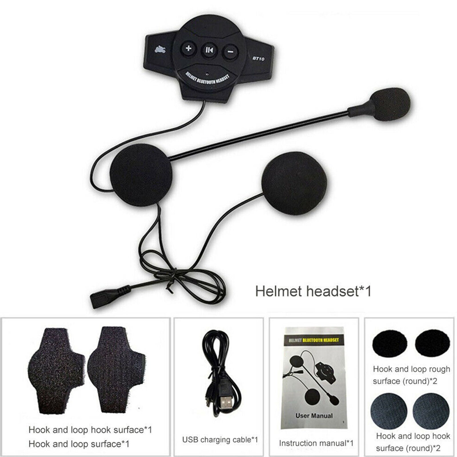 2x BT Bluetooth For Motorcycle Helmet Interphone Intercom Headset