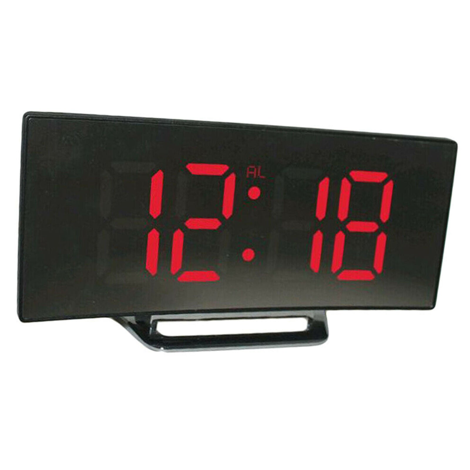 Digital LED Clock Snooze Mirror Alarm Clock Time Night Quiet Movement Red