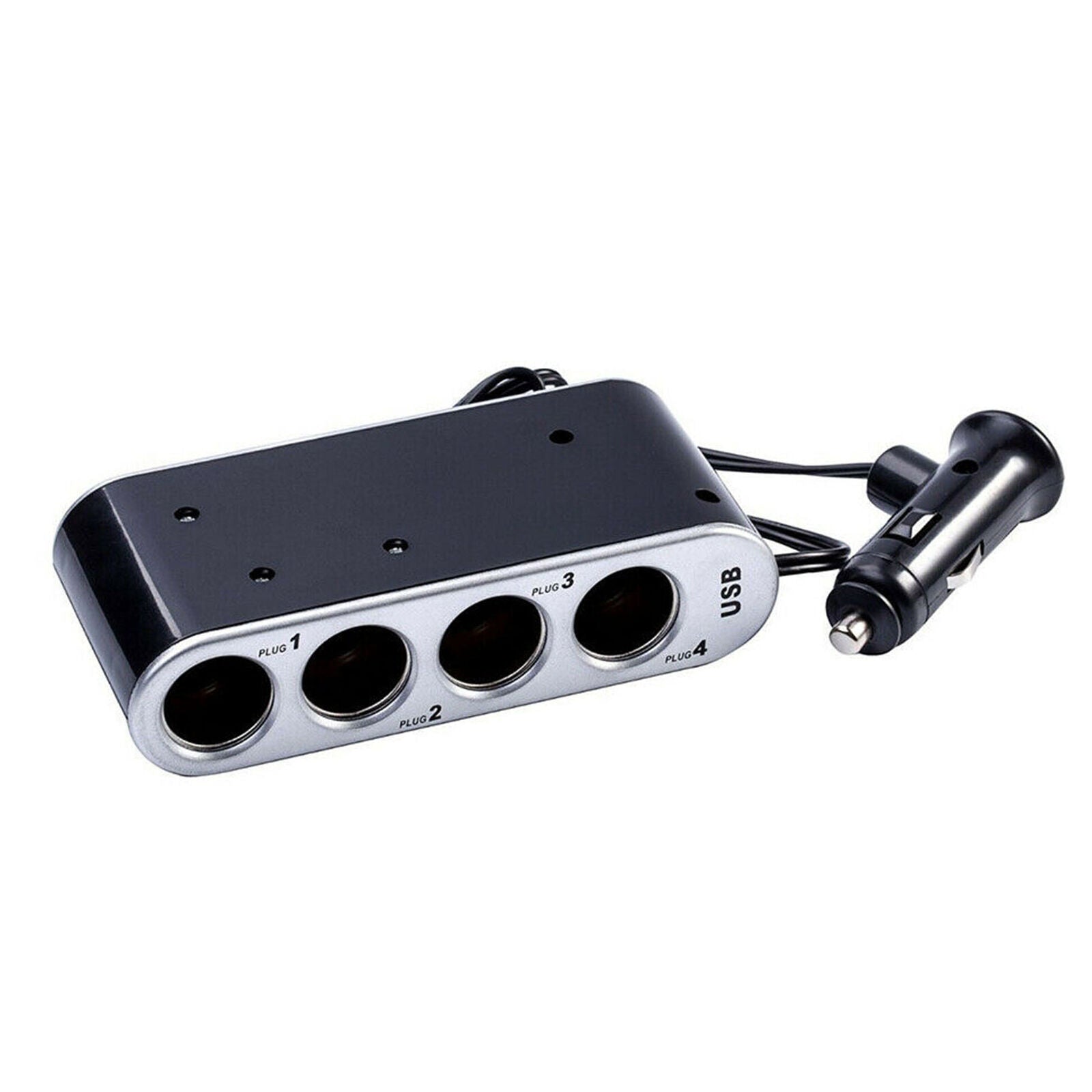 12V/24V 4-WAY MULTI SOCKET CAR  LIGHTER SPLITTER + USB PORT CHARGER