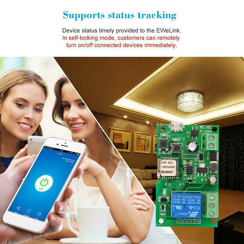 DC5V 12V 24V 32V Wireless WiFi Smart Switch Inching/Self-Locking Module 3CDEAU