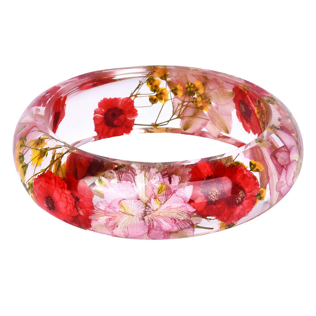 Dry Flower Wrist Bracelet Shiny Clear Bracelet for Woman Gift