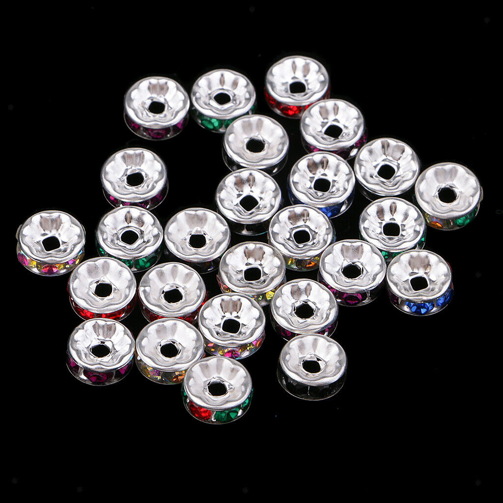 100x Metal Rondelle Beads DIY Spacer Beads Crystal Charms Beads Spacers 6mm