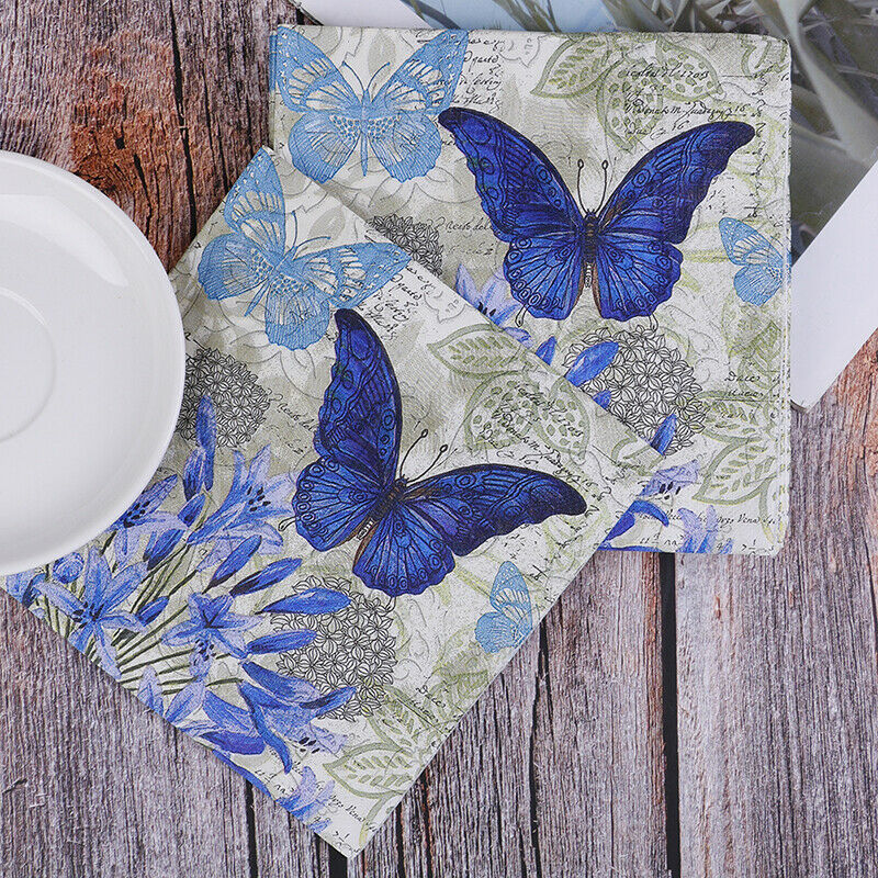 20X Napkins paper Decoupage Tissue Purple Flowers Butterfly wedding birth giS RM
