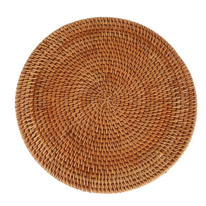Rattan Storage Tray, Round Basket with Handle, Hand-Woven, Rattan Tray Wicker R6