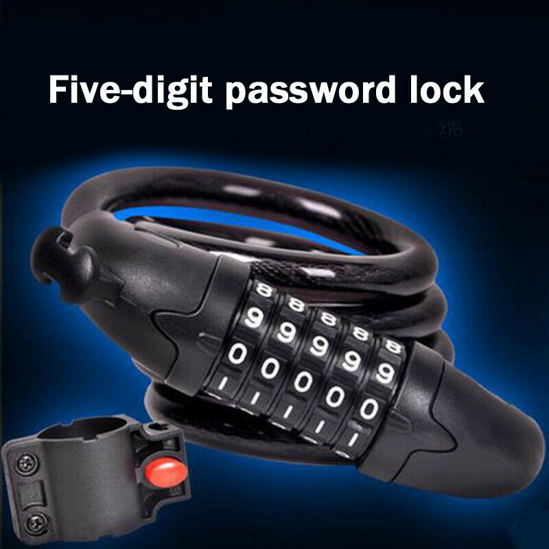 1x Bicycle Anti-theft Lock Five-digit Password Lock Wire Lock Anti-cut Soft Lock