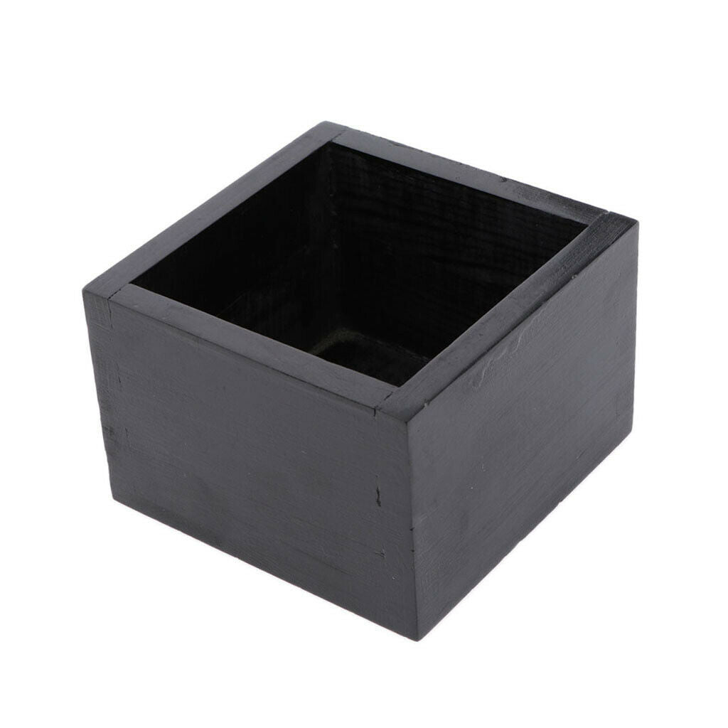 Wooden Square Storage Box Case for Jewelry Flower Craft Gift Black 2