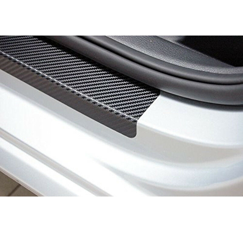 4Pcs Black Carbon Fiber Look Car Door Plate Scuff Sill Cover Protector Stickers