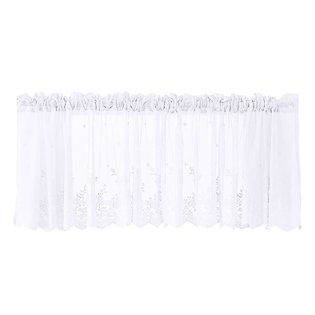 2pcs/set Short Embroidered Lace Voiles Kitchen Window Valances 51x16inch