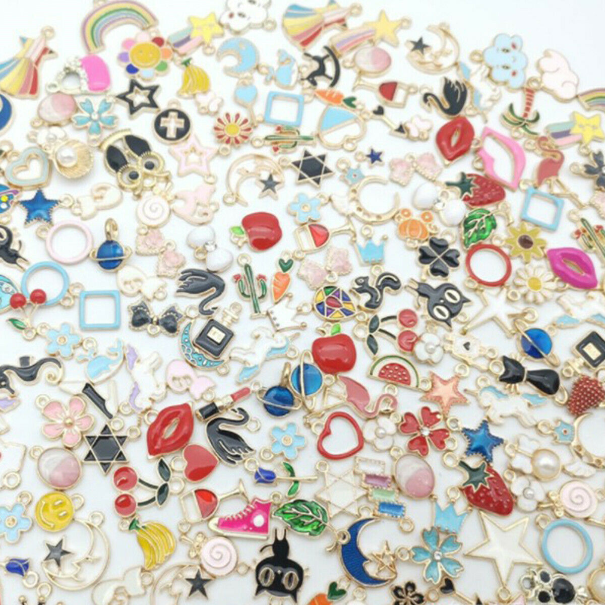 Wholesale 20Pcs Enamel Mixed Random Color Alloy Pendant Charms Jewelry DIY Craft