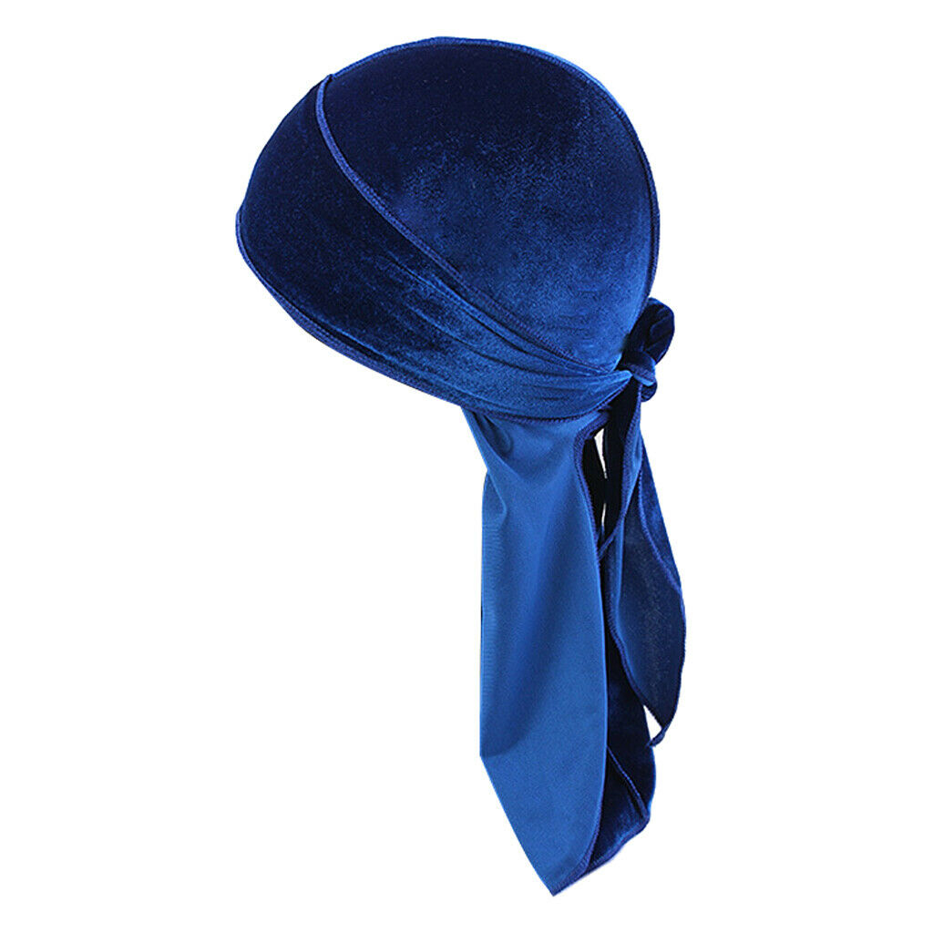 2x Velvet Bandana Hat Durag Long-Tail Headwrap Chemo Hat for Hair Loss
