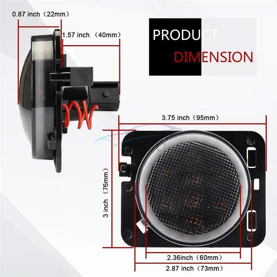 2 x Angel Eye Halo LED Amber Parking Lights (Left + Right) For Wrangler 07-18 JK