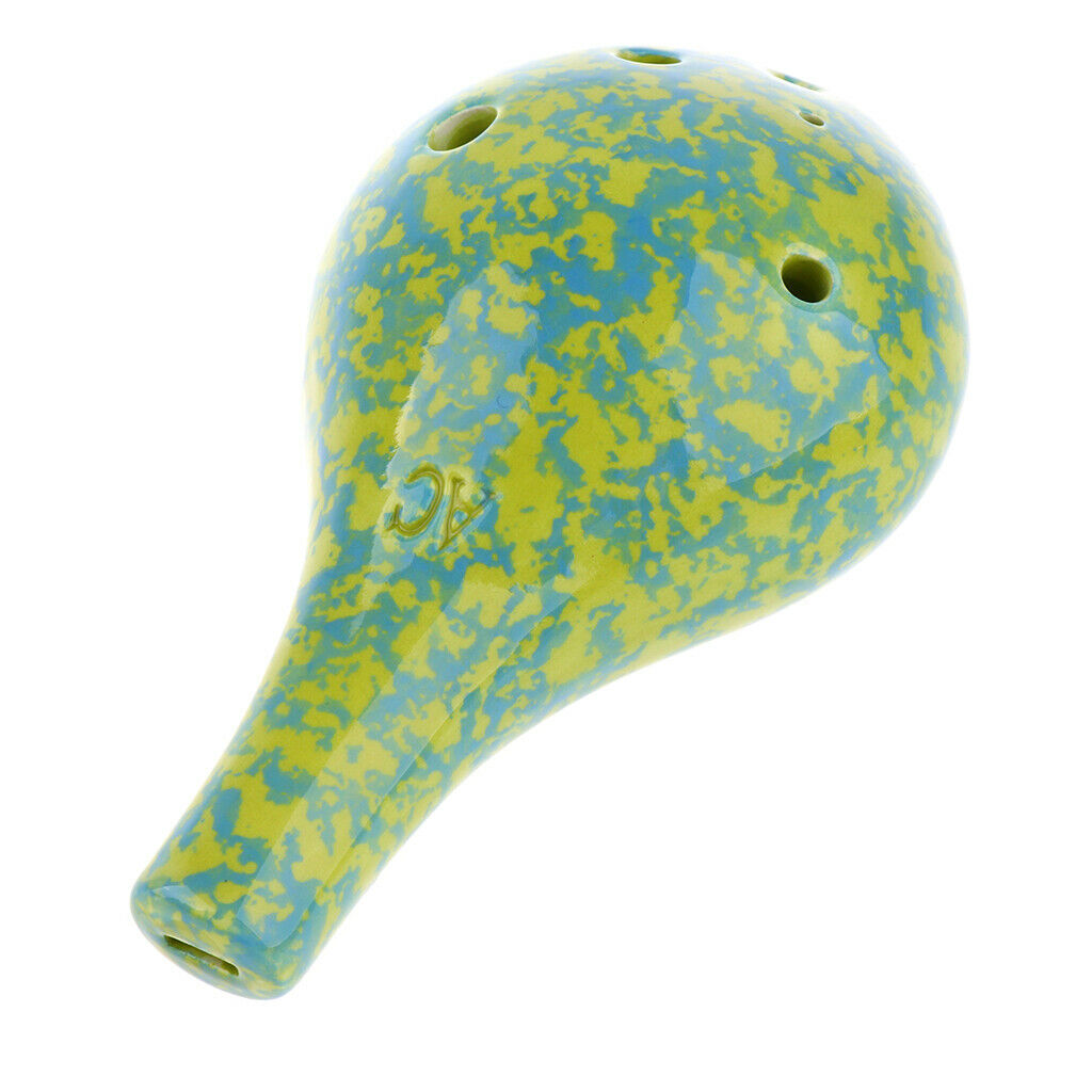 Handcrafted 6 Holes Ceramic AC Alto C Ocarina Wind Instrument Yellow