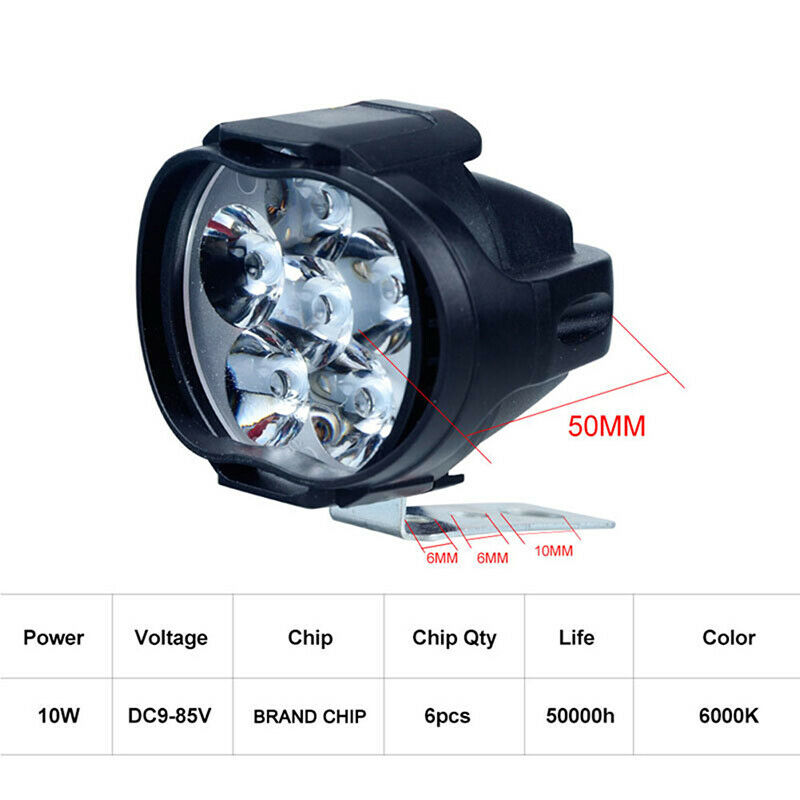 1 Pair 6 LED Spotlight Spot Light Motorcycle Headlight Super Bright Fog LampSJCA