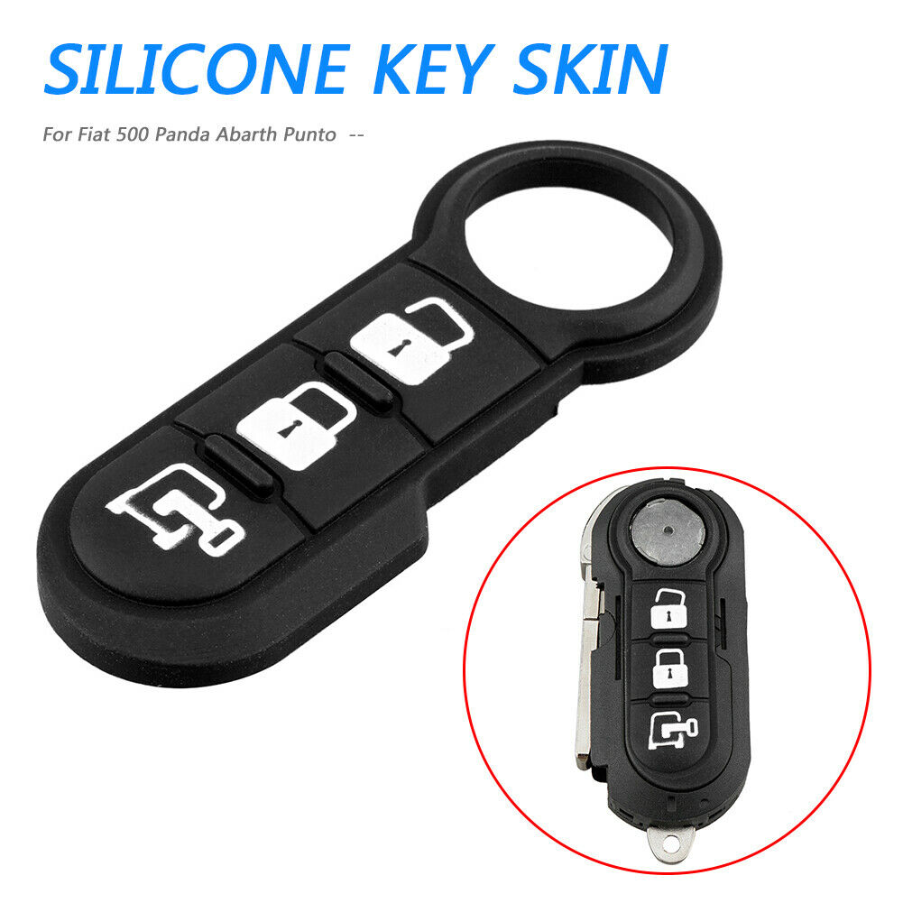 3-Button Key Fob Repair Rubber Pad Black for Fiat 500 Panda Abarth Punto @