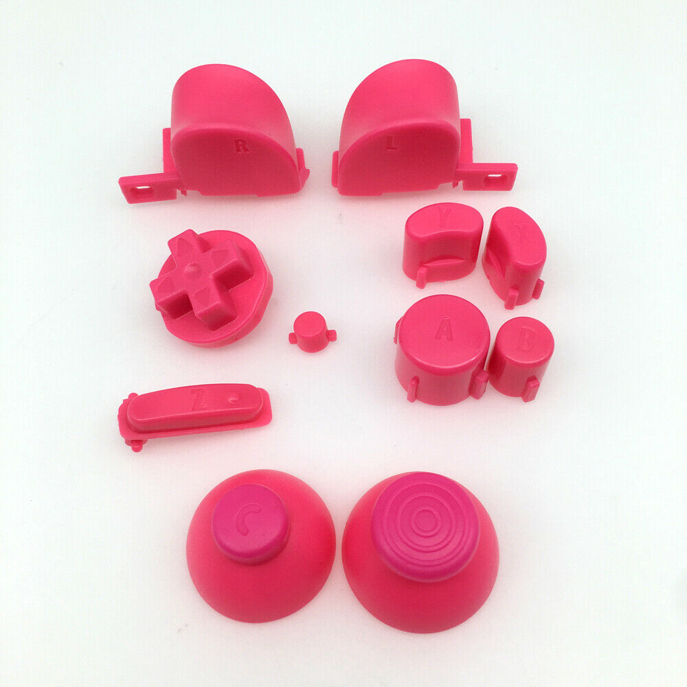 Pink ABXYZ Buttons+Analog ThumbStick D-pad Mod set for Nintendo NGC Controller