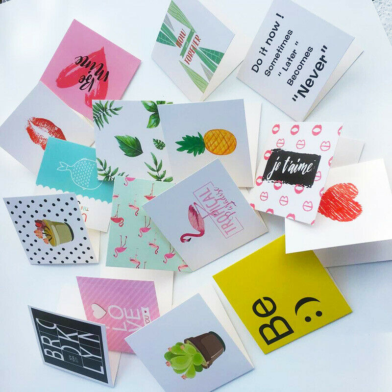 10pcs/set Cartoon Birthday Greeting Cards Blank New Year Greeting Postc .l8