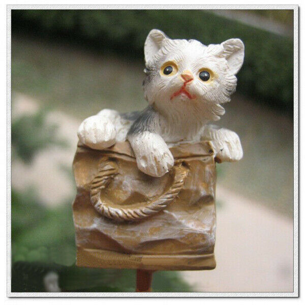 4pcs Rural Style Garden Cat Stick Stake Safty Lovely Animal For Home Table Decor