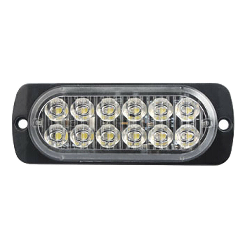 12-24V 36W Car SUV Hazard 12 LED Amber Strobe Flash Light Bar w/ Screws IPX4