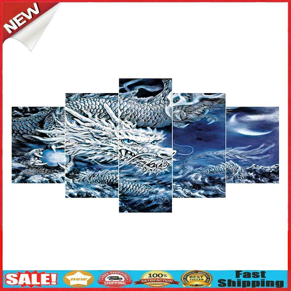 Dragon 5D DIY Full Drill Diamond Painting 5-pictures Combination Kit Craft @