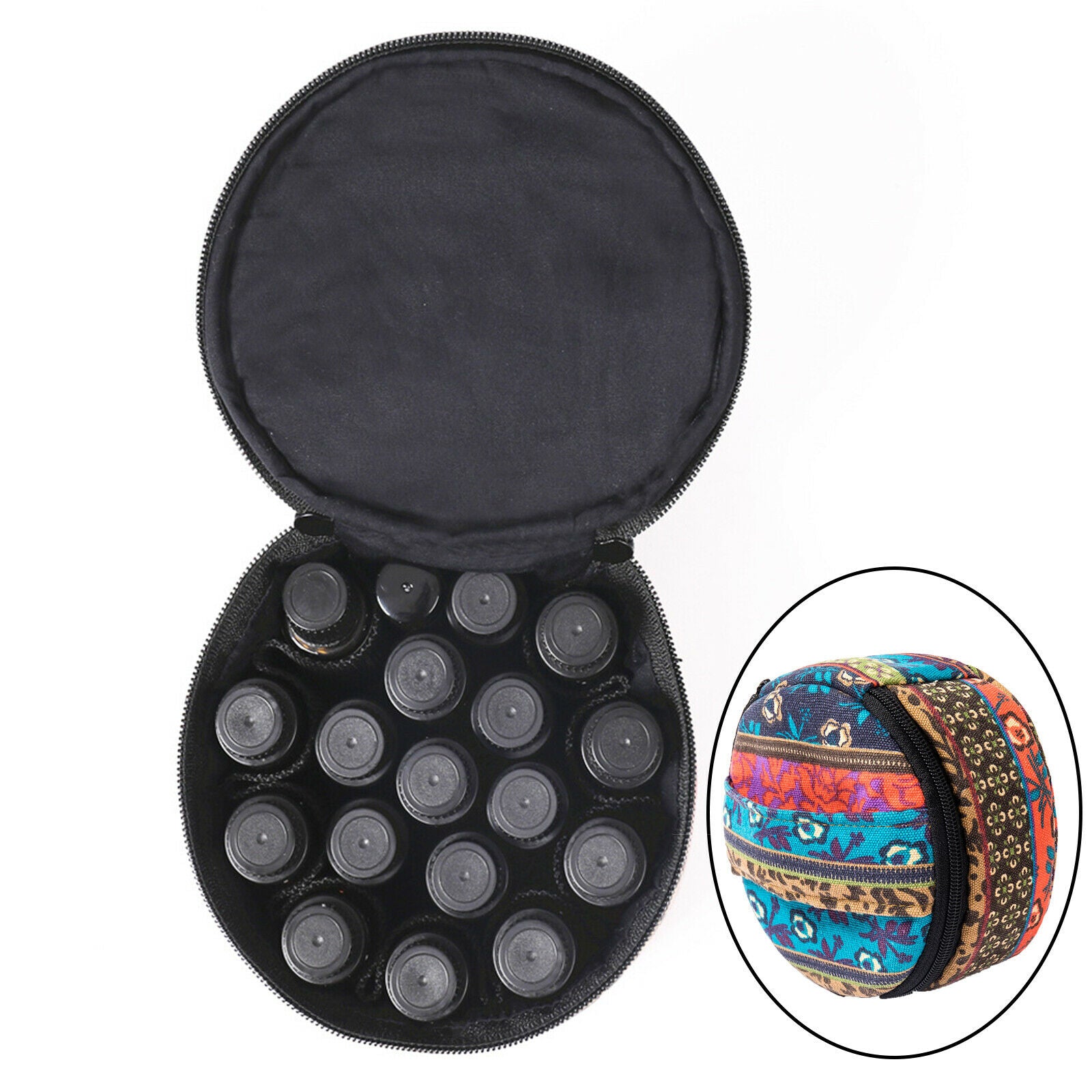 Essential Oil Storage Organizer Carrying for 15ml 5ml Bottles Double Zipper