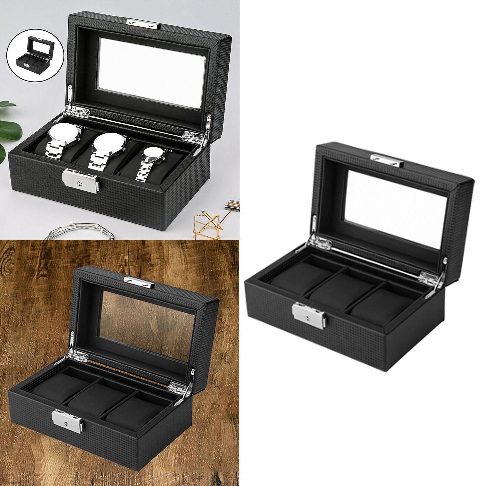 Watch Box Luxury Carbon Fiber Collection Organizer Holder for Smart Watches