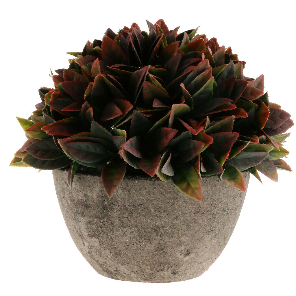 Spray Color Artificial Melaleuca Bonsai Lifelike Potted Plant Red