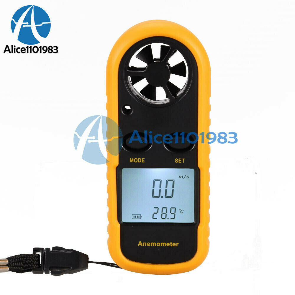 Digital LCD Wind Speed Gauge Air Velocity Meter Anemometer NTC Thermometer
