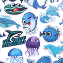 49Pcs Cute Blue Sea Marine Animals Stickers Suitcase Laptop Skateboard Decals Tt