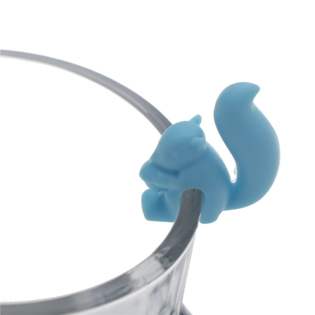 10x random Cute Fox Glass Label Silicone Tea Cup Markers Party Bar Access.l8